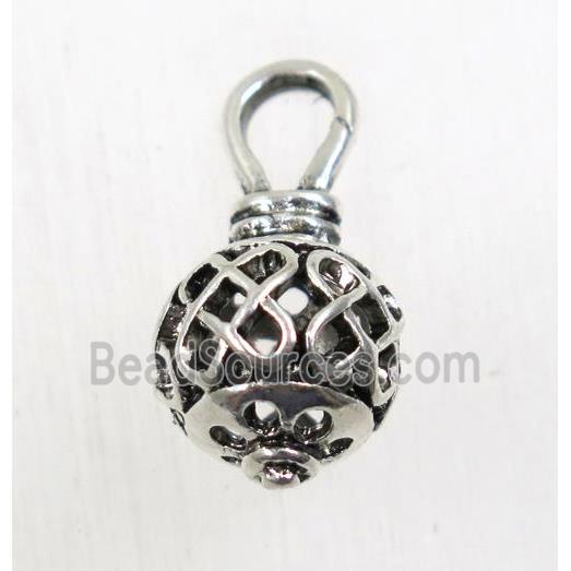 Tibetan Silver hollow pendant, lead free and nickel free