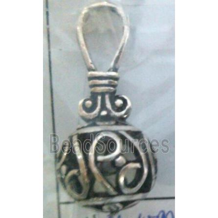 hollow Tibetan Silver pendant, lead free and nickel free