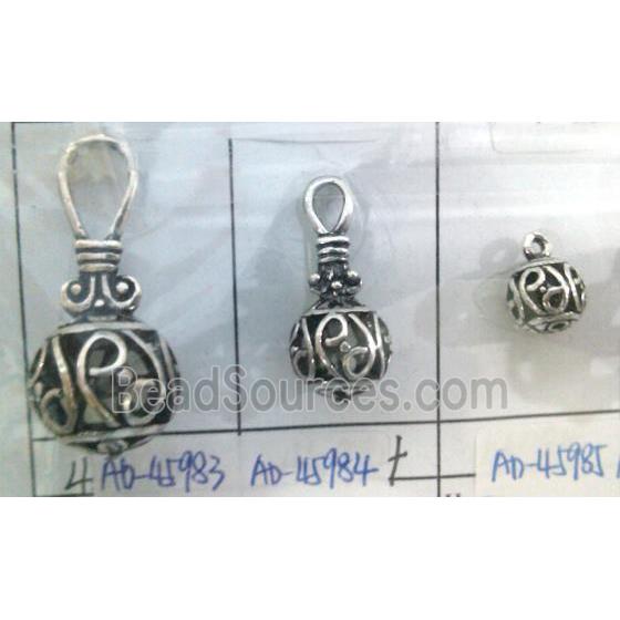 hollow Tibetan Silver pendant, lead free and nickel free