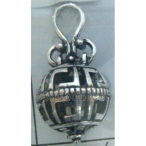 hollow Tibetan Silver pendant, lead free and nickel free