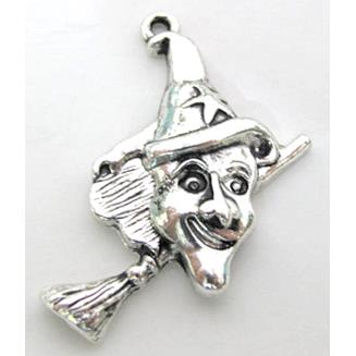 Witch charm, Tibetan Silver pendant Non-Nickel