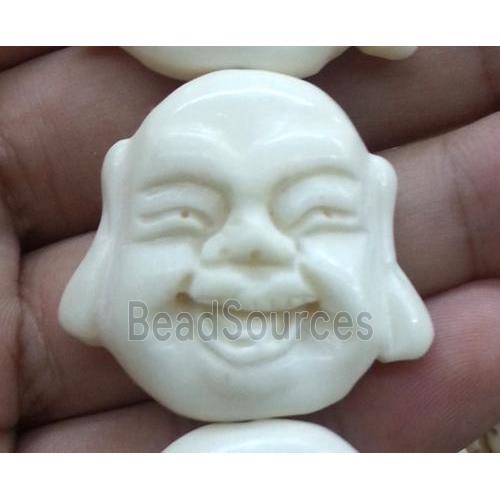 white cattle bone beads, buddha