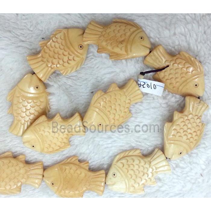 antique cattle bone beads, fish