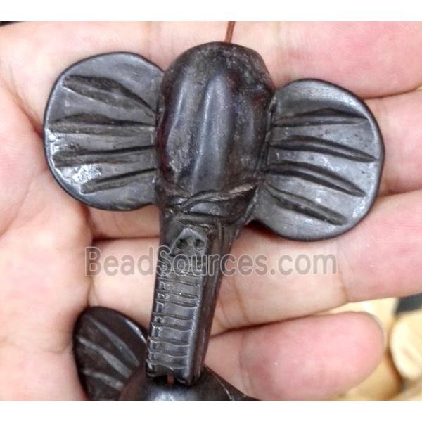 antique cattle bone beads, elephant, black