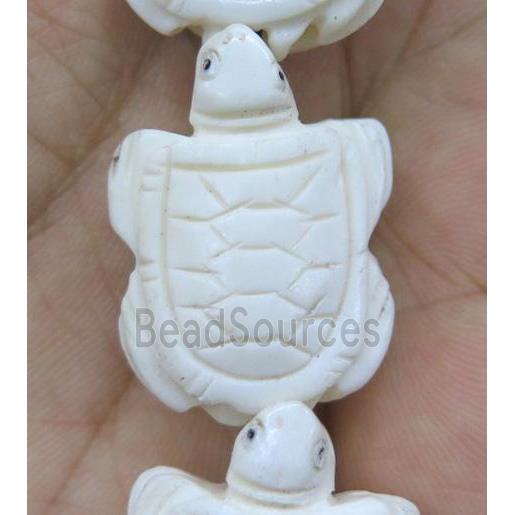 antique cattle bone bead, tortoise, white