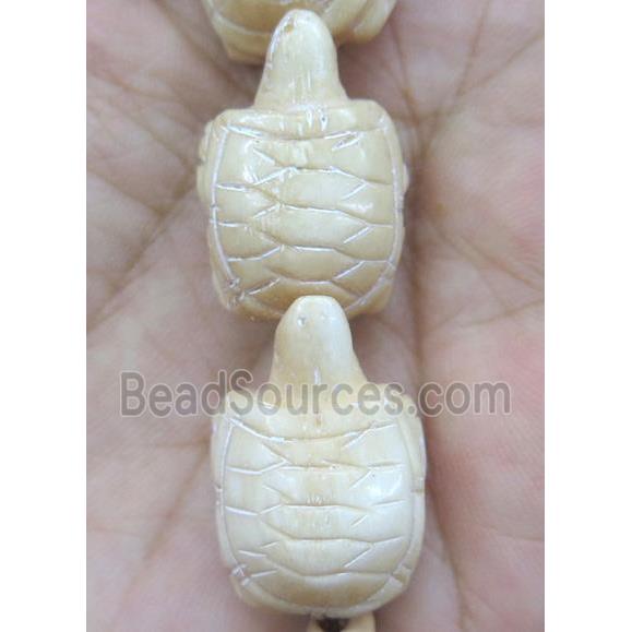 antique cattle bone bead, tortoise, yellow