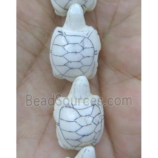 antique cattle bone bead, tortoise, white