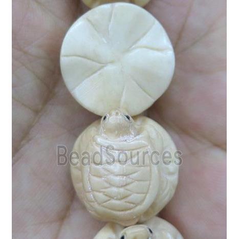 antique cattle bone bead, tortoise