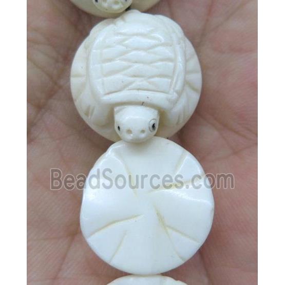 antique cattle bone bead, tortoise