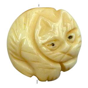 cat, Antique cattle Bone bead