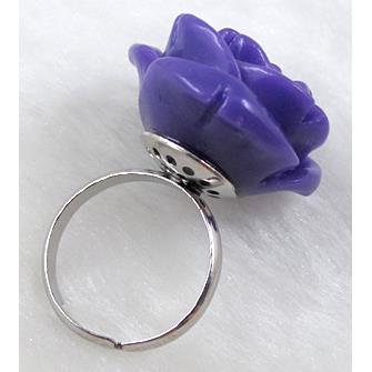 Compositive coral rose, Finger ring, purple