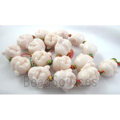 Compositive coral bead, smile buddha, white