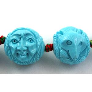 Compositive coral bead, face and fox