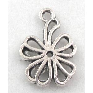 Tibetan Silver clover pendants, Zn Alloy