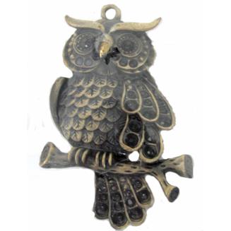 Tibetan Silver Owl pendant, Lead and nickel Free, bronze