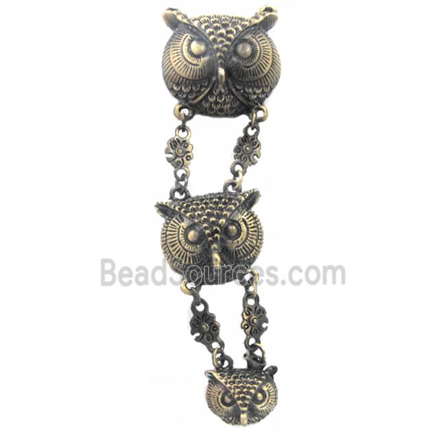 Tibetan Silver Owl pendant, Lead and nickel Free, bronze