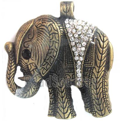 Tibetan Silver elephant pendant, Lead and nickel Free, bronze