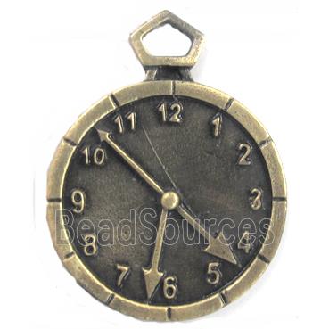 Clock charm, Tibetan Silver pendant, Lead and nickel Free