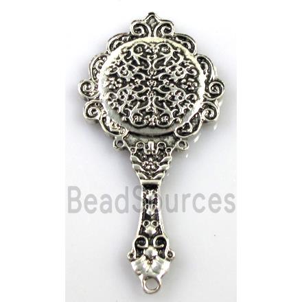 tibetan silver charms pendants, mirror-pad, non-nickel