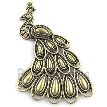 Peacock, tibetan silver pendant, non-nickel