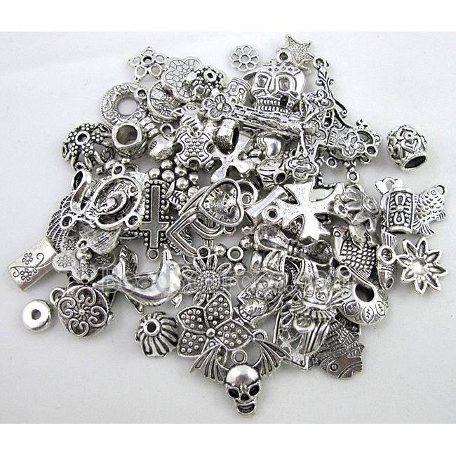 mix Tibetan silver charm pendants, Non-nickel