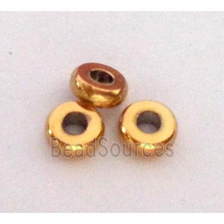 colorfast copper beads, rondelle, gold plated