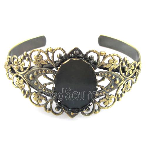 Copper Bangle with bezel tray, bronze, Nickel Free