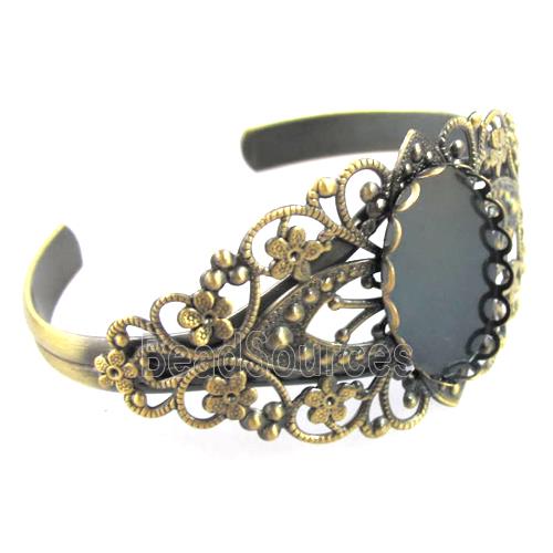 Copper Bangle with bezel tray, bronze, Nickel Free