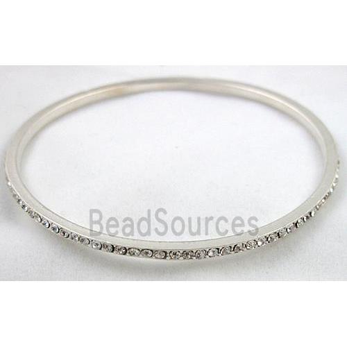 alloy bangle with rhinestone, duck-silver