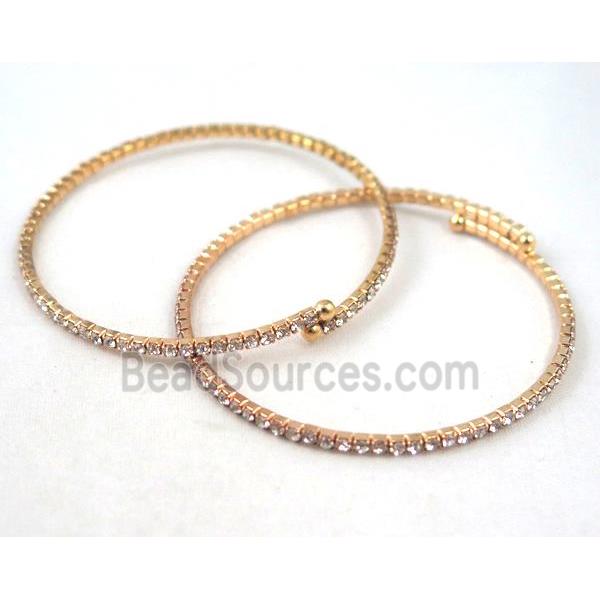 copper bangles paved rhinestone, gold plated