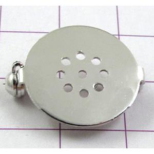 copper Brooch with cabochon-pad, sieve, platinum plated