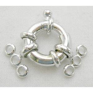 Platinum Plated Copper Spring Clasp, 3-strands