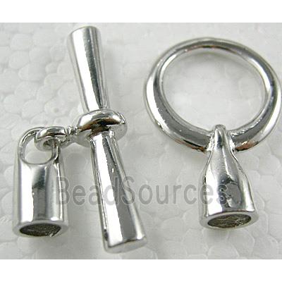 Platinum Plated Copper Toggle Clasp with cord end