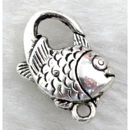 Tibetan Style Alloy Fish Clasp Antique Silver