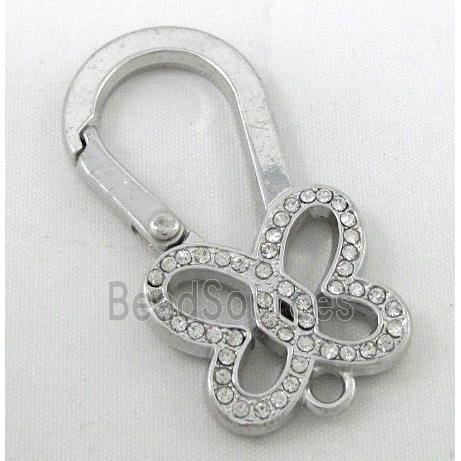 alloy Carabiner Clasp pave rhinestone, platinum plated