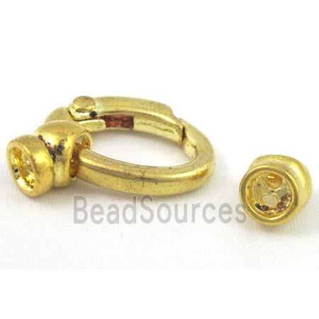 end of cord, alloy clasp for necklace, bracelet, gold