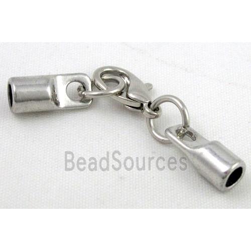 end of cord, alloy connector for necklace, bracelet, platinum plated