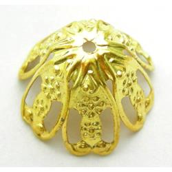 bead-cap, gold plated, iron