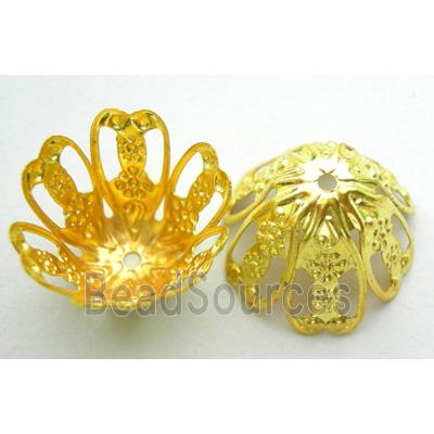 bead-cap, gold plated, iron