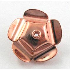 Rose bead, copper, Red copper Plated