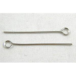 Eye Pins, iron, platinum plated