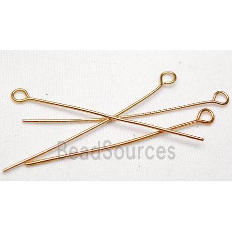 eye headpin, iron, 14K gold plated