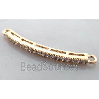 bracelet bar, copper connector with zircon rhinestone, red copper