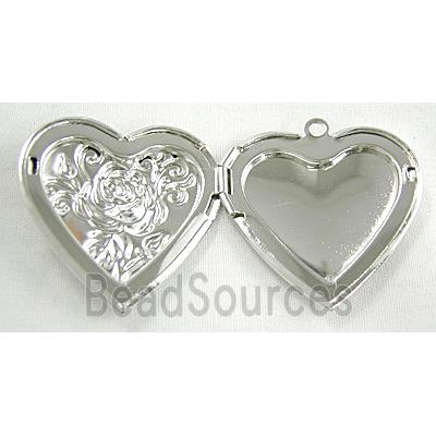 Lover Locket, heart pendants, Platinum Plated, Copper