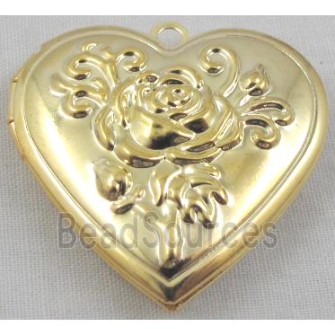 Heart Locket Pendant, copper, gold plated