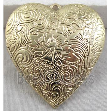 Heart Locket Pendant, Copper, Gold Plated