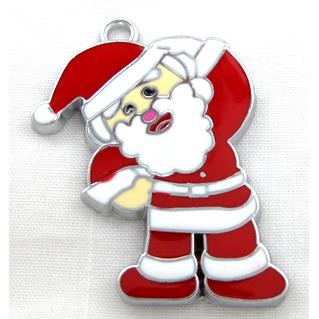 Santa claus pendant, Enamel, alloy, platinum plated