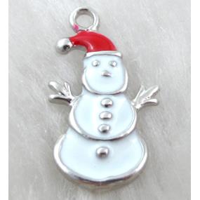 Snow Man pendant, Enamel, alloy, platinum plated