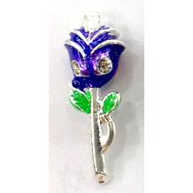 purple Enamel Rose pendant with rhinestone