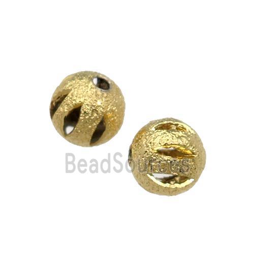 copper round Corrugated Beads, gold plated